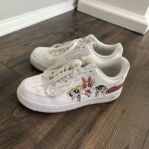 Custom Nike Air Force 1s The Powerpuff Girls White Custom Cute Sneakers